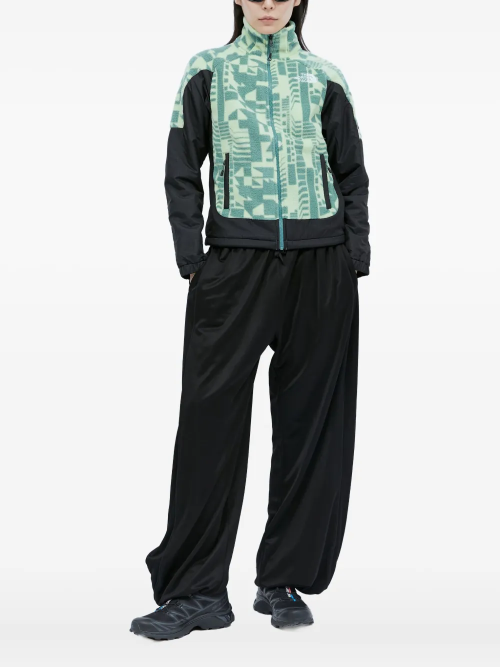 The North Face Geometric-print Zip Jacket In Black