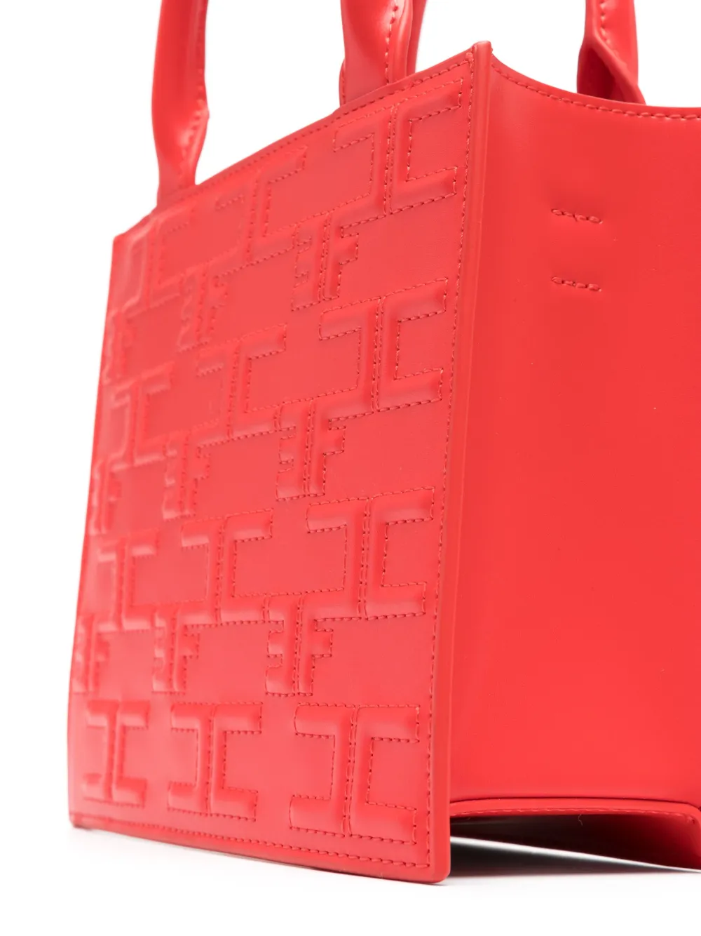 Elisabetta Franchi Small Bold Monogram Tote Bag In Red