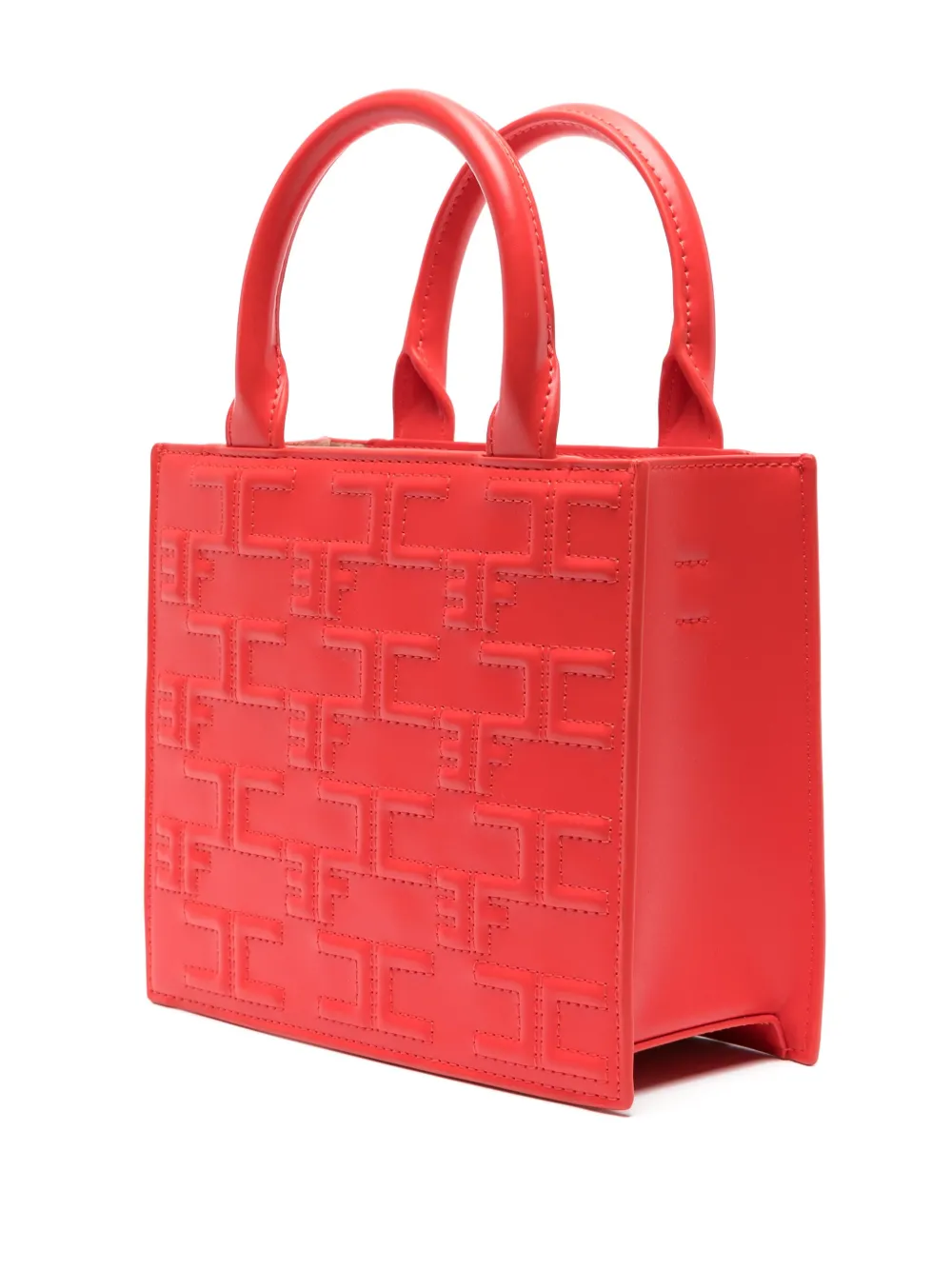 Elisabetta Franchi Small Bold Monogram Tote Bag In Red
