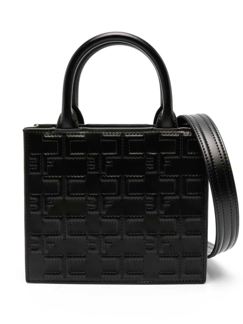 Elisabetta Franchi Logo-embossed Faux-leather Tote Bag In Black