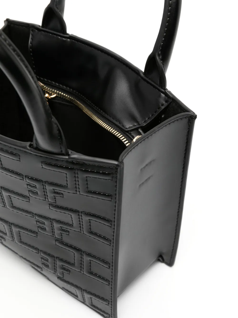 Elisabetta Franchi Logo-embossed Faux-leather Tote Bag In Black