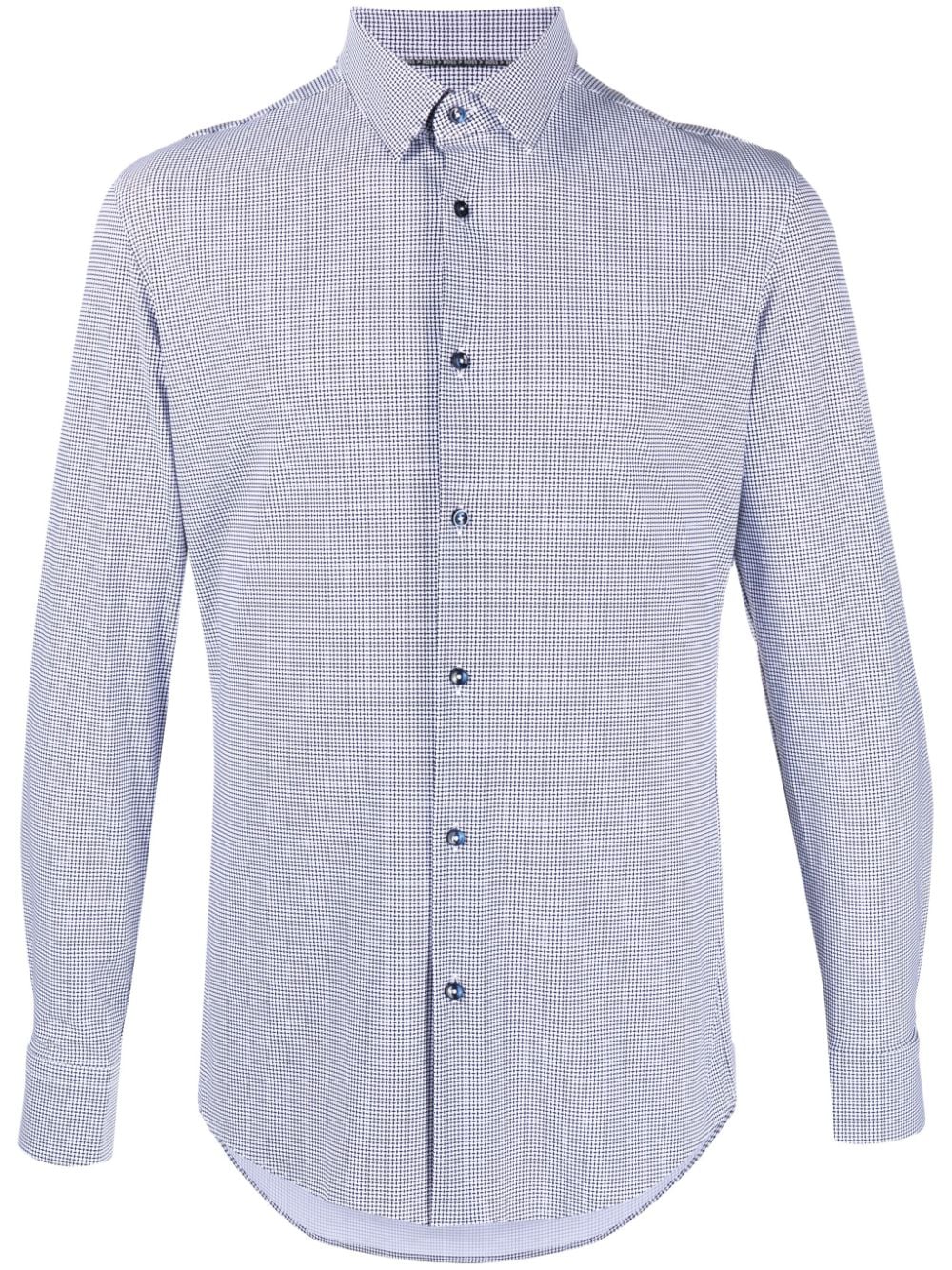 Hugo Boss Hank Kent Monogram-pattern Shirt In Blau