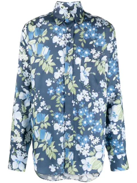 TOM FORD floral-print spread-collar shirt