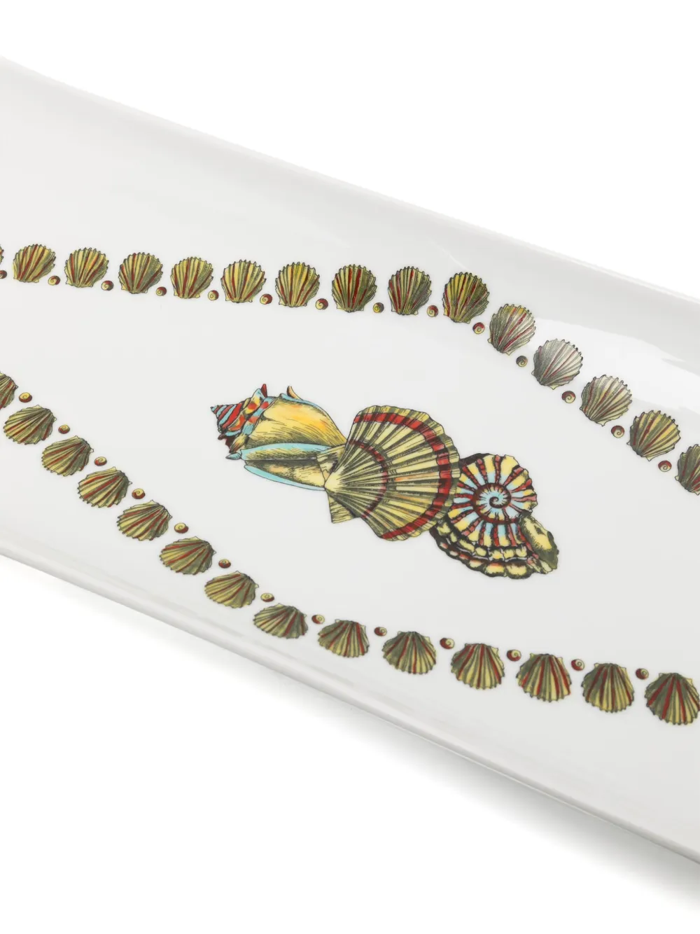 Fornasetti Giro Di Conchiglie Porcelain Tray In Weiss