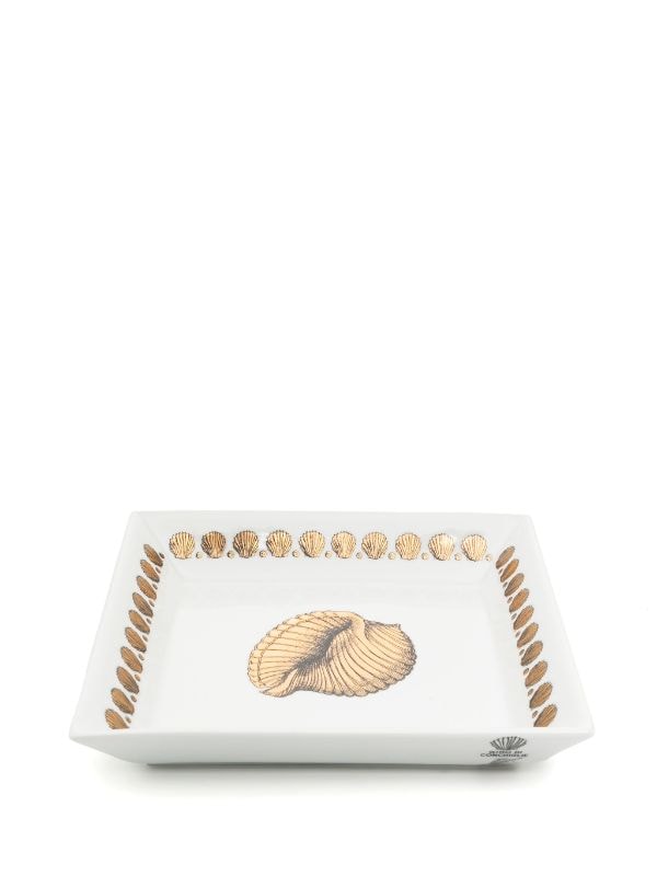 Fornasetti Giro di Conchiglie Square Plate - Gold