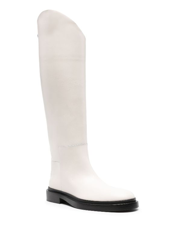 Flat white hot sale leather boots