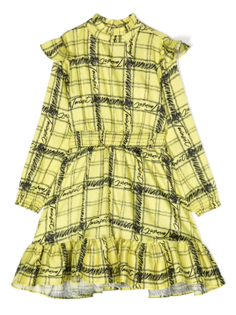 TWINSET Kids logo-print check-pattern ruffled dress