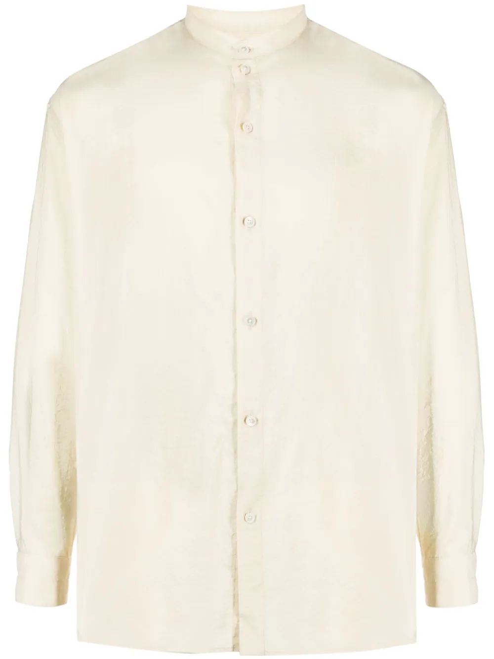 Band-collar Long-sleeve Shirt In Nude