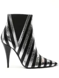 Saint Laurent Pre-Owned Kiki 100mm snakeskin-effect striped boots - Grey