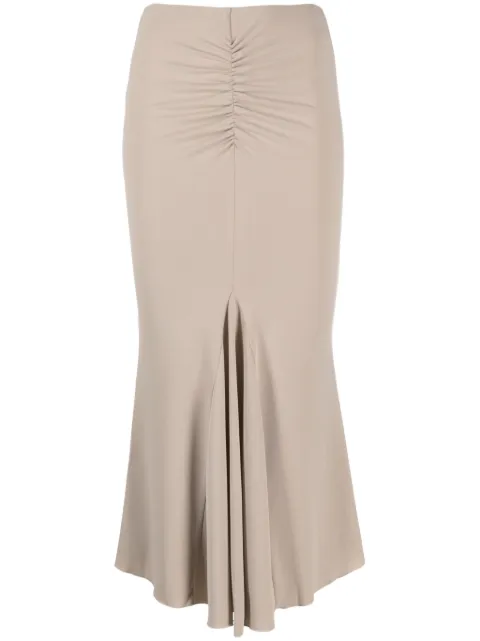 THE ANDAMANE high waisted ruched midi skirt