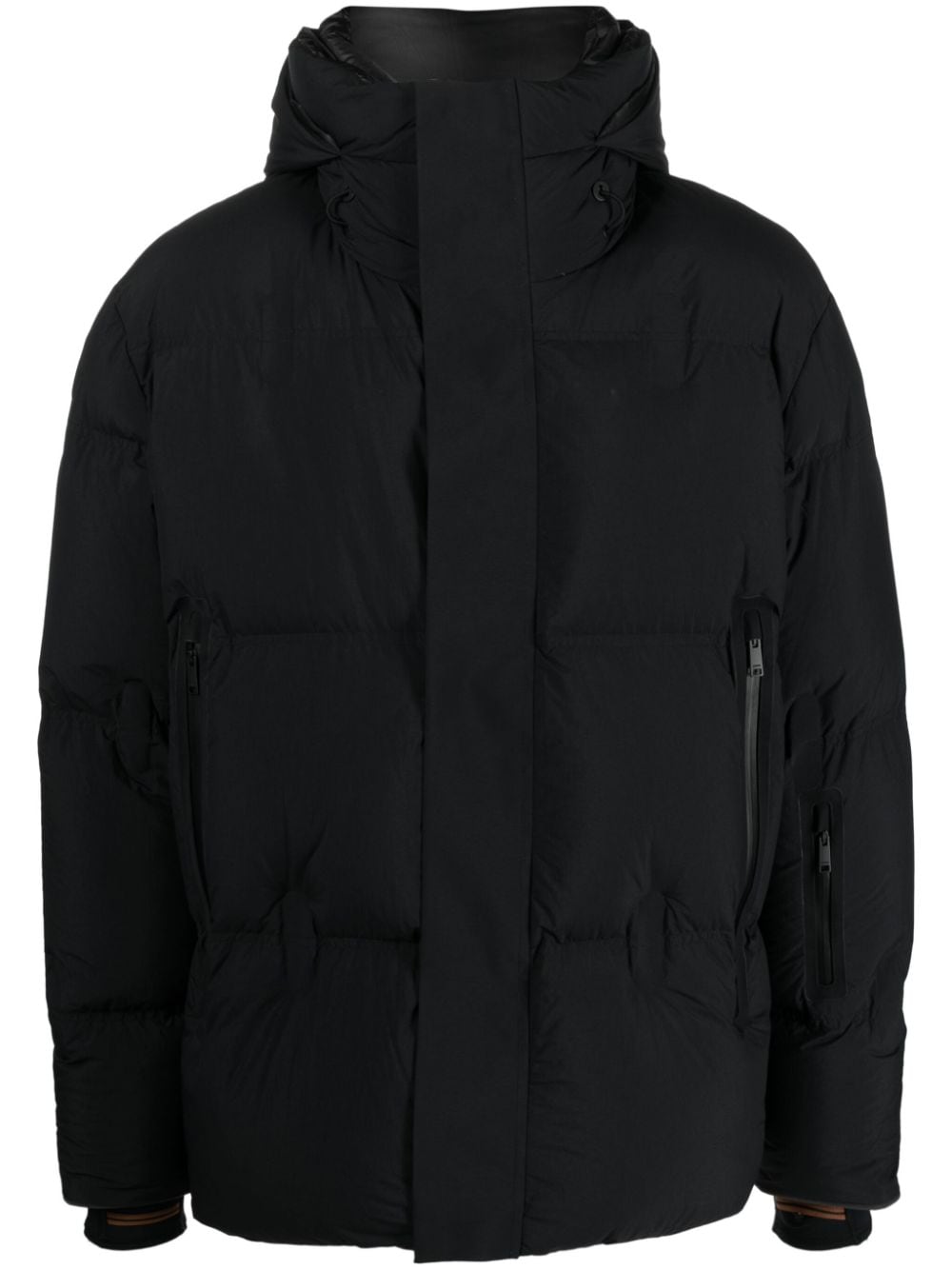 Shop Zegna Drawstring-hooded Padded Jacket In Black
