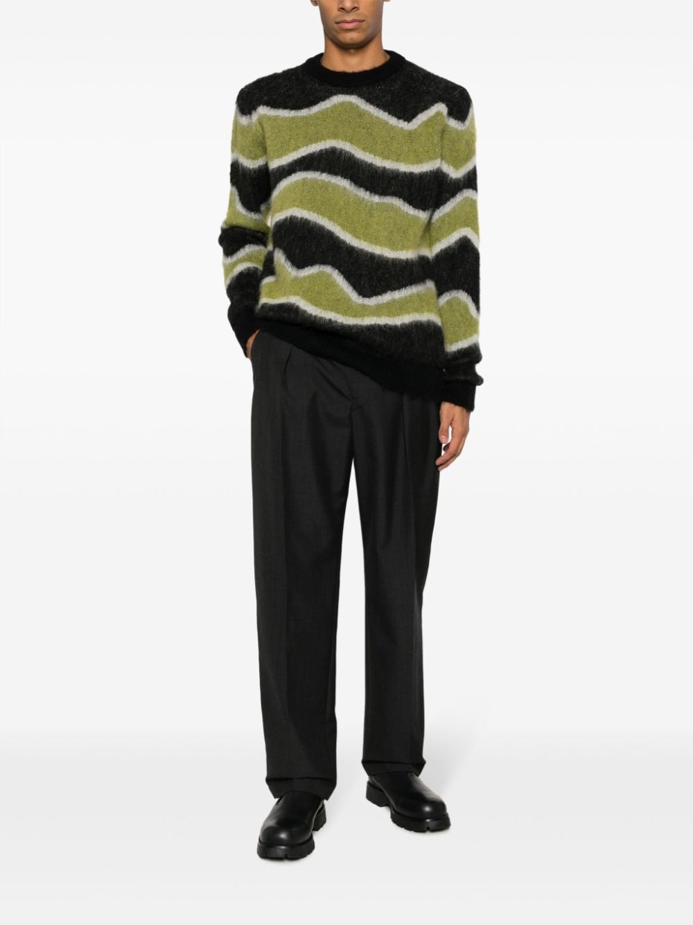 PT Torino patterned intarsia-knit brushed jumper - Groen