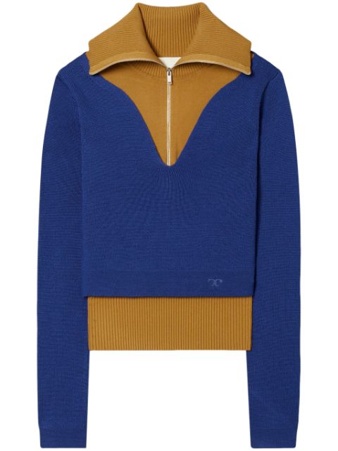 Tory Burch logo-embroidered double-layer jumper