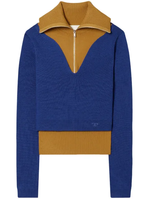 Tory Burch logo-embroidered double-layer jumper