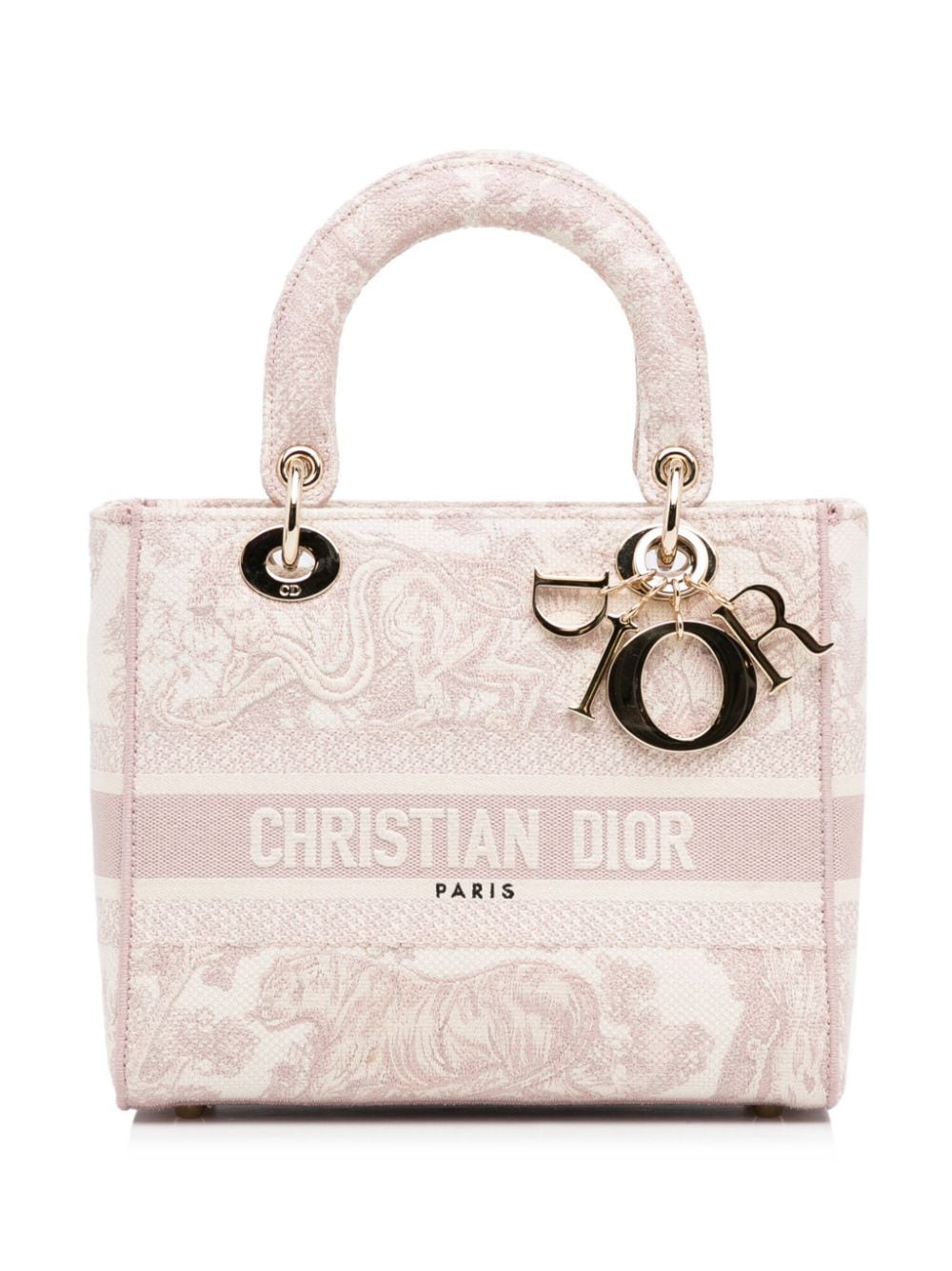 Christian Dior Medium Lady Dior Embroidered Leather Shoulder Bag White