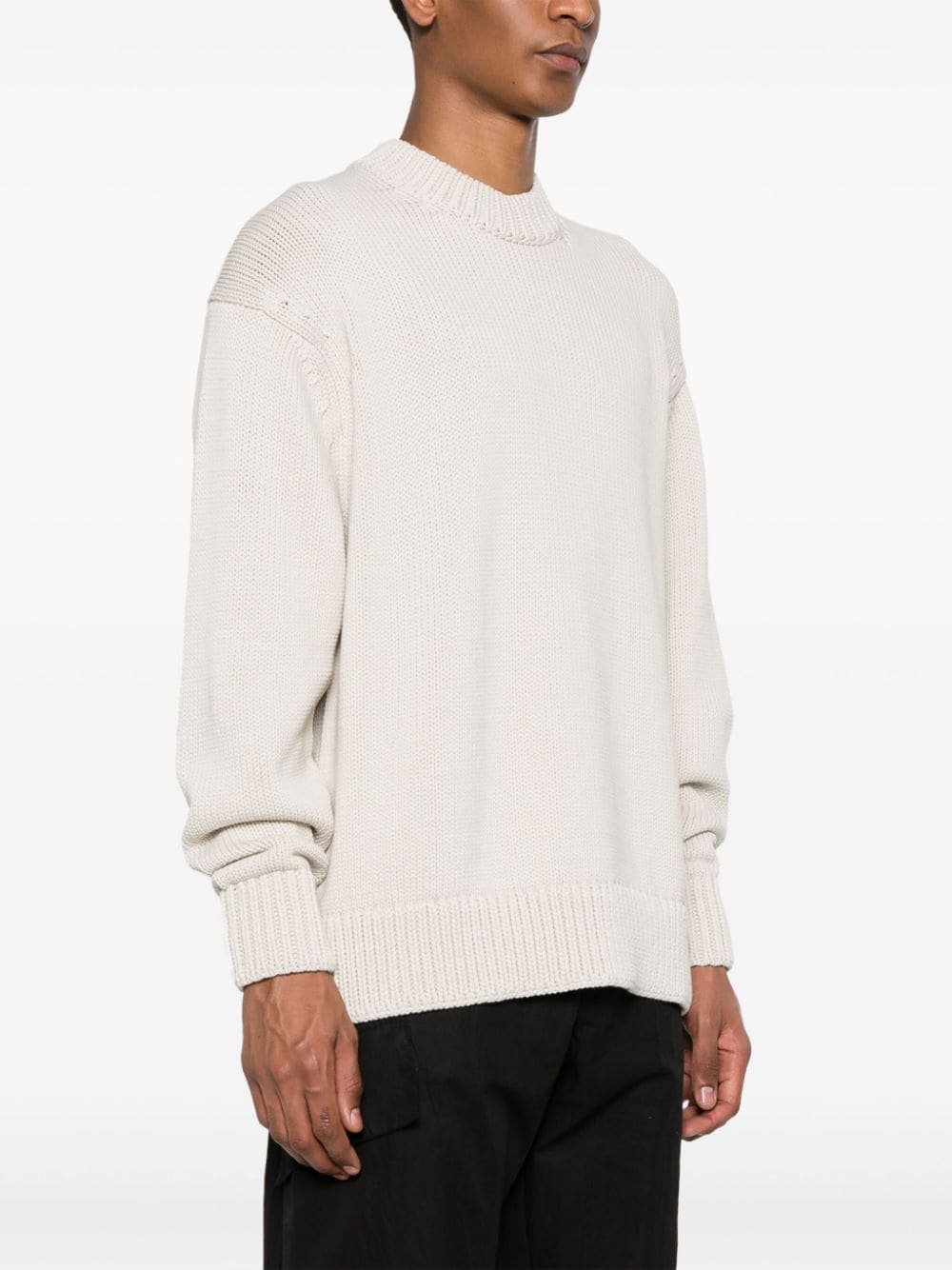 Shop Studio Nicholson Aire Ribbed-knit Cotton Blend Jumper In Neutrals