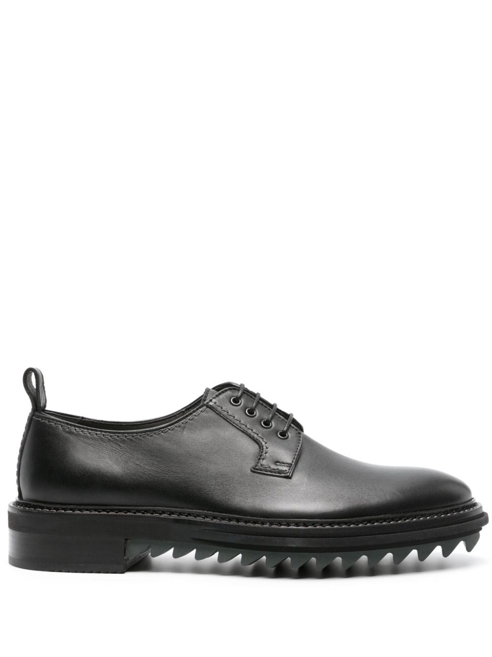 Pre-owned Lanvin Chunky-sole Leather Derby Shoes In Black