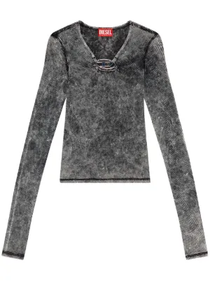 Tシャツ・カットソー DIESEL M-VERA-LS CROP TOP Women's Off-the-shoulder top in ribbed knit | Multicolor