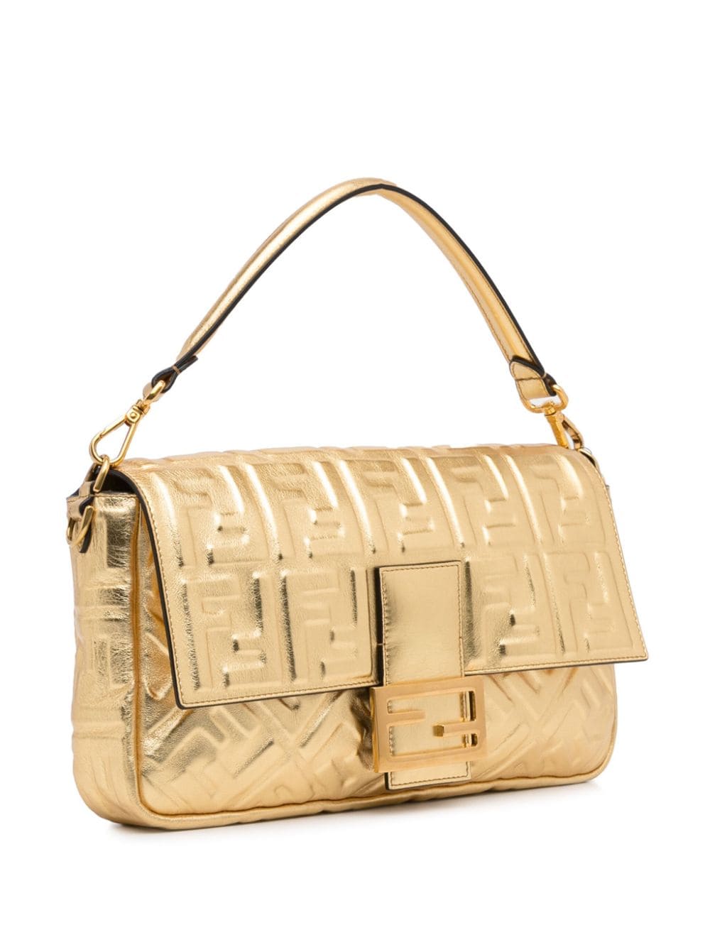 Fendi Gold FF Leather Mini Baguette Bag Fendi