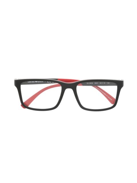 Emporio Armani polished-effect rectangle-frame glasses 