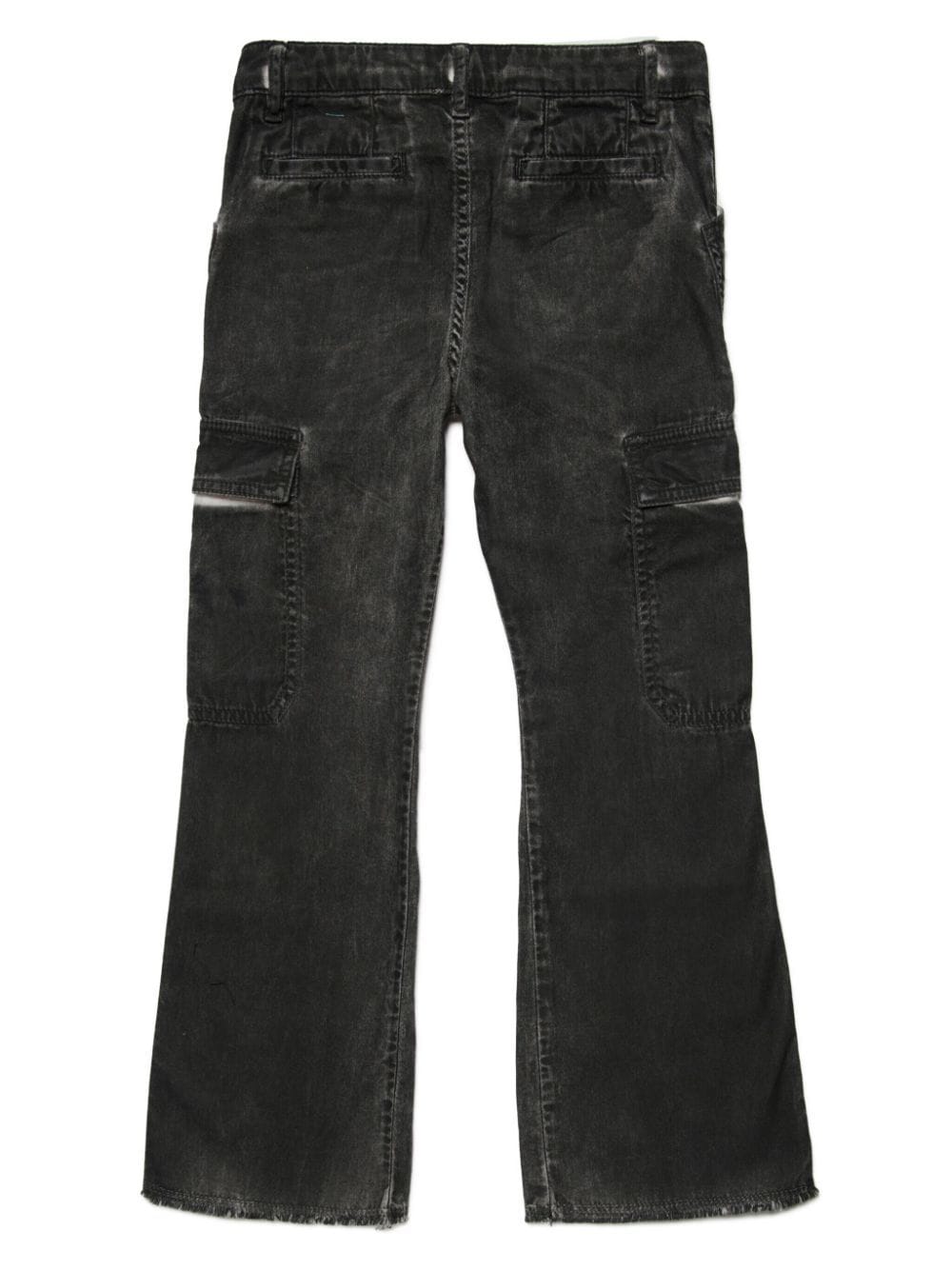 Shop N°21 Faded-effect Denim Cargo Trousers In Black