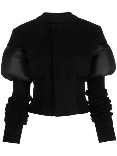 Rick Owens padded-panels ribbed-knit fitted jacket