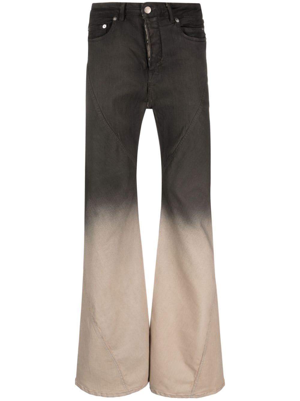 Shop Rick Owens Gradient-effect Flared Jeans In Brown