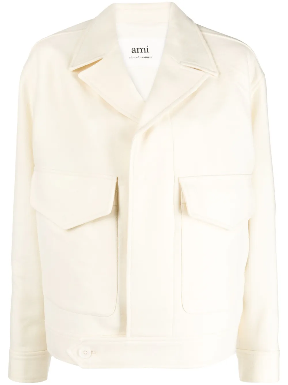 AMI Paris notched-lapel virgin-wool jacket Beige