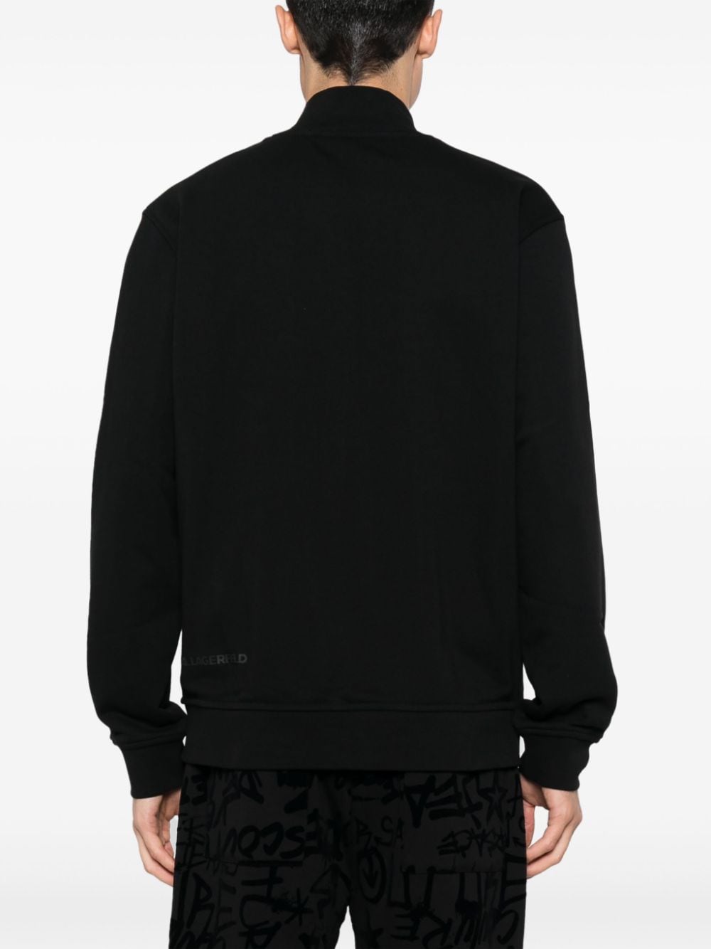 Shop Karl Lagerfeld Mini Ikonik Karl-patch Jersey Cardigan In Black