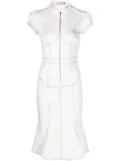 Murmur Underline contrast-stitching denim dress - White