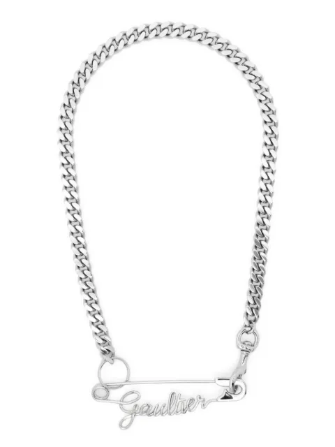 Jean Paul Gaultier logo-plaque curb-chain necklace