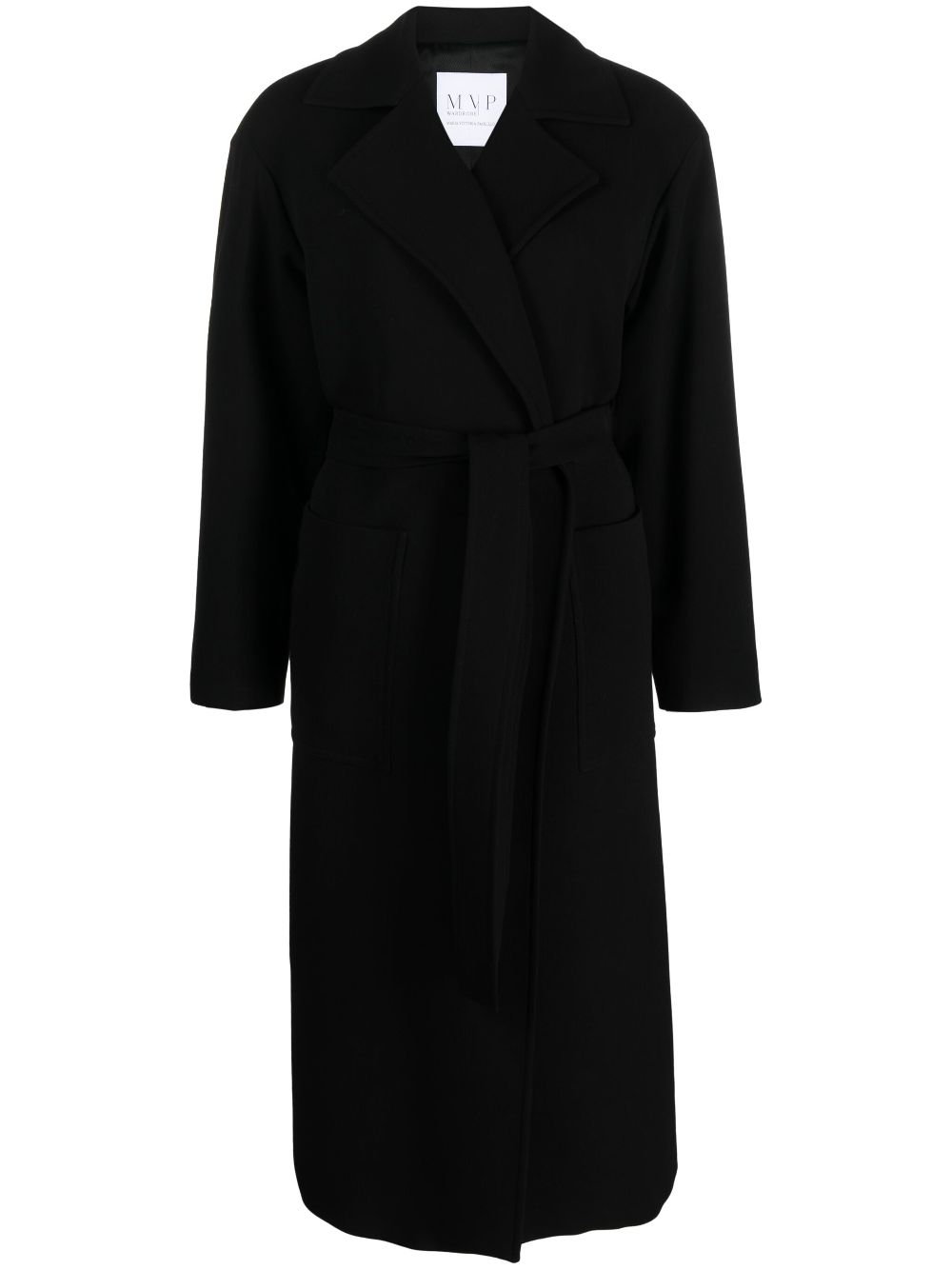 long-sleeve belted midi coat