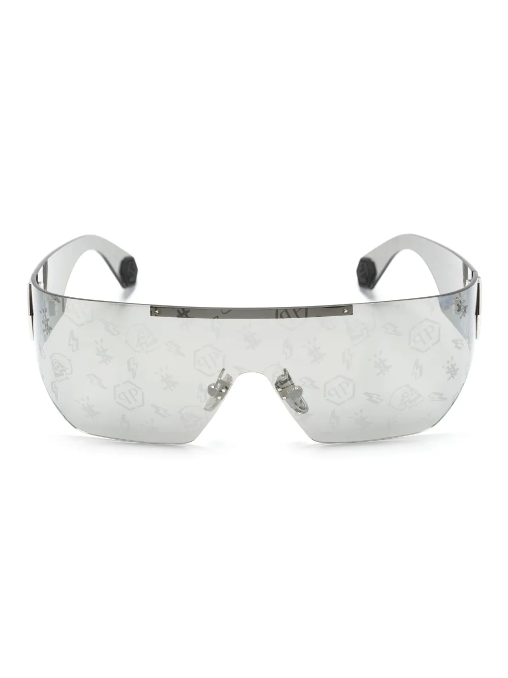 Philipp Plein Plein Hero Logo-plaque Sunglasses In Gray