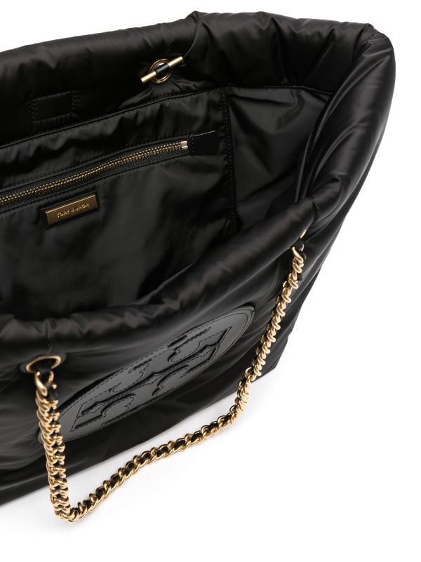 Tory Burch Logo Detailed Chain-link Tote Bag in Black