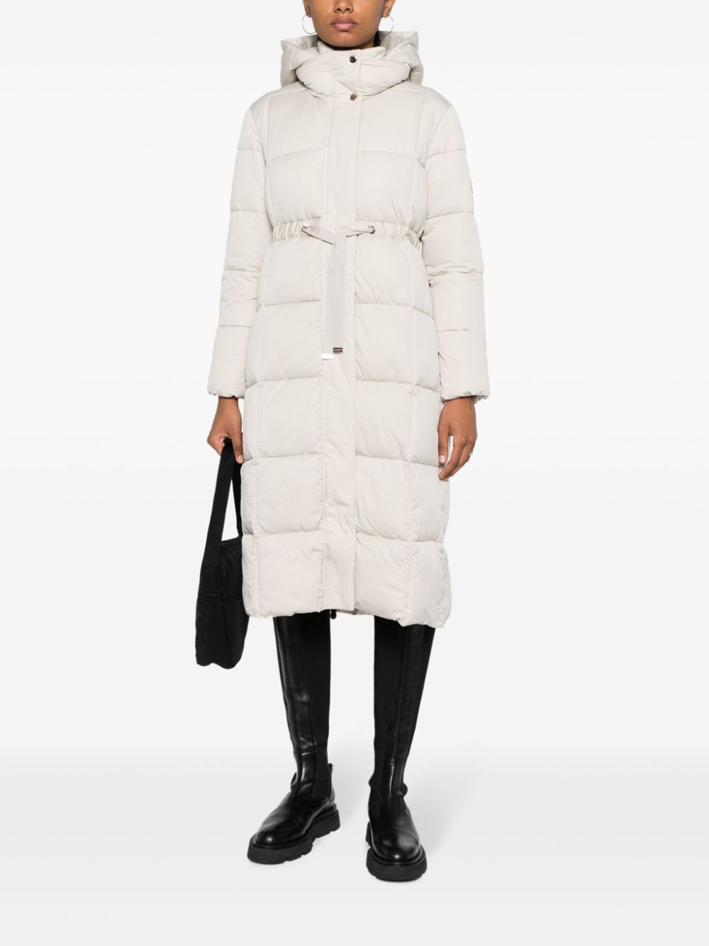 Save The Duck drawstring-waist padded long jacket - Beige