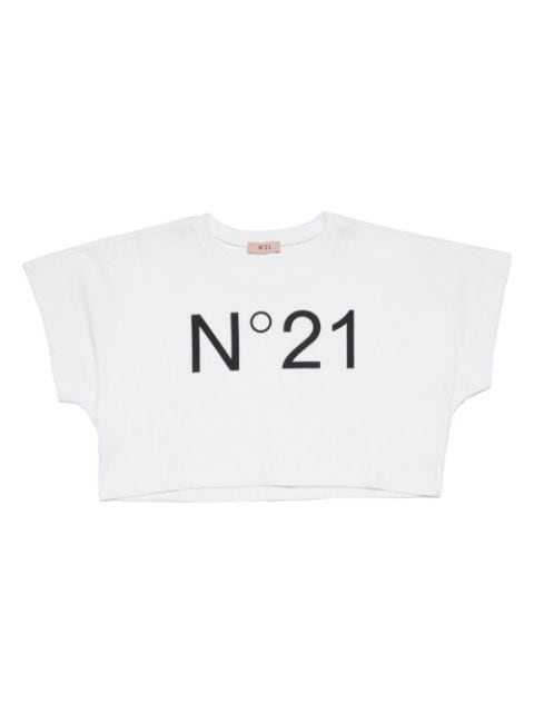 Nº21 Kids t-shirt crop à logo imprimé