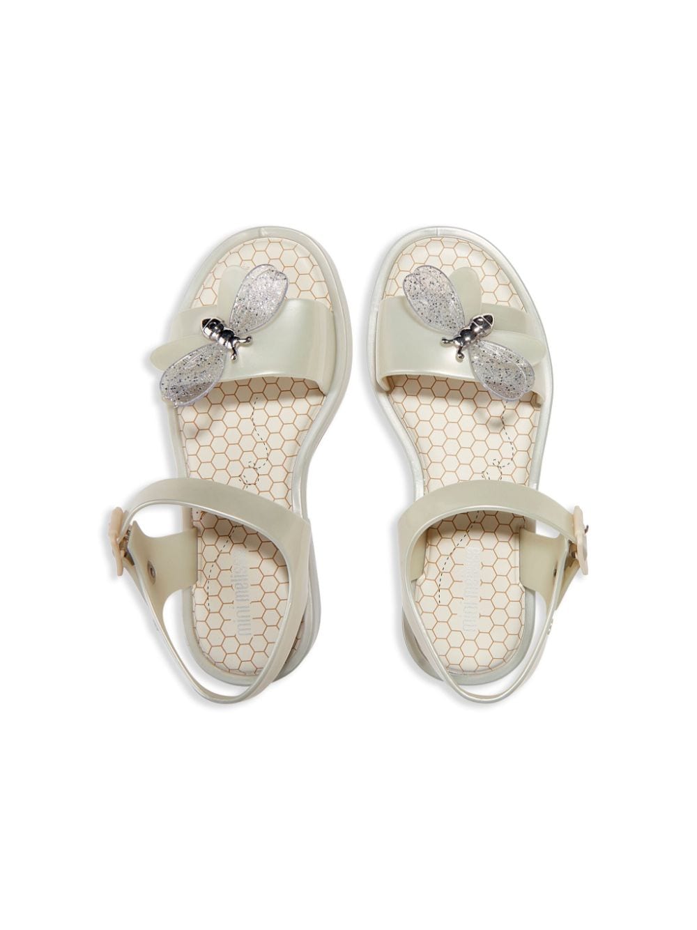 Shop Mini Melissa Mar Bugs Appliqué-detail Sandals In Neutrals