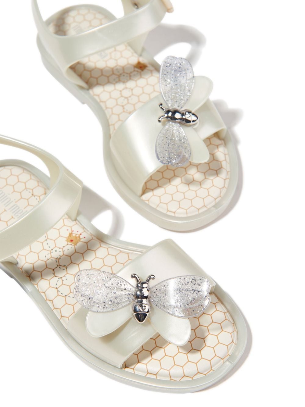 Shop Mini Melissa Mar Bugs Appliqué-detail Sandals In Neutrals