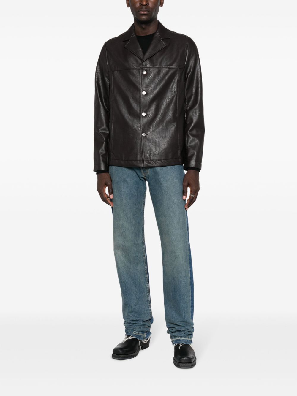 Shop Séfr Francis Faux-leather Jacket In Brown