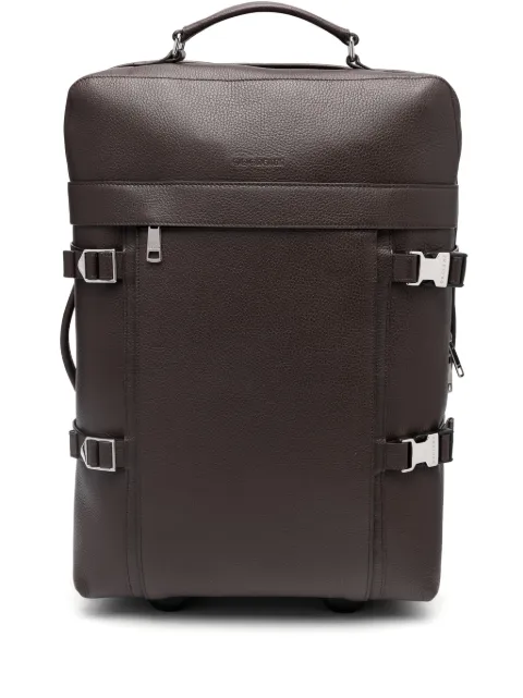 Orciani logo-embossed leather briefcase