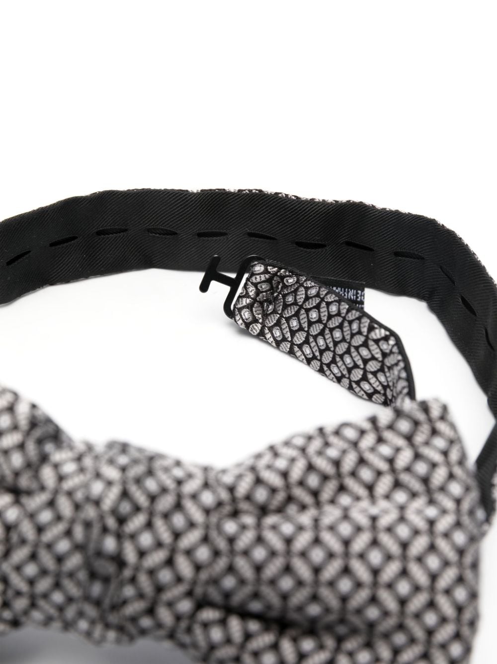 Shop Lanvin Patterned-jacquard Silk Bow In Black