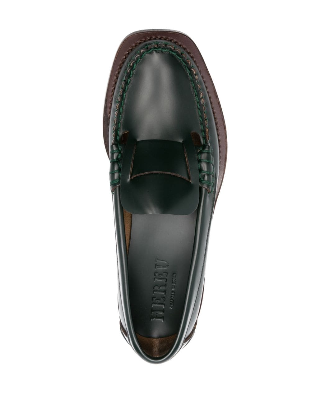 Shop Hereu Sineu Panelled Leather Loafers In Green