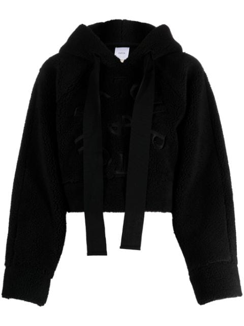 Patou letter-appliqué fleece hoodie