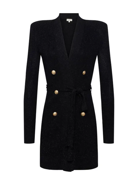 L'Agence metallic-threading belted-waist cardigan 