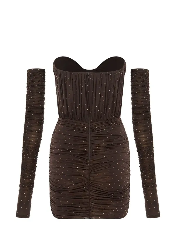 Alex Perry Koda Ruched Minidress | Brown | FARFETCH