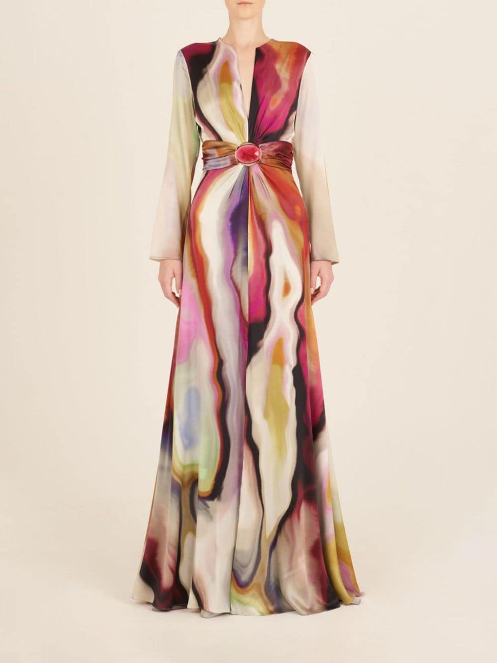 Silvia Tcherassi Zarina abstract-print gown - Beige