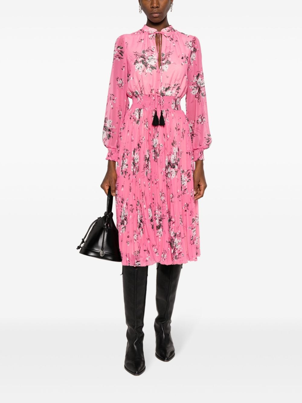 ERMANNO FIRENZE Midi-jurk met bloemenprint - Roze