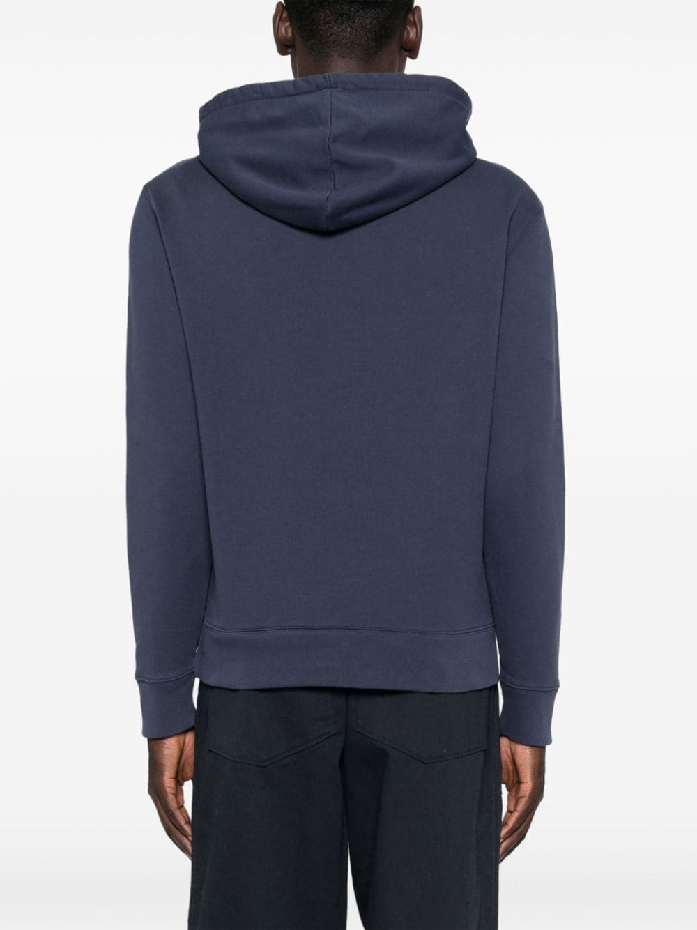 Shop Maison Kitsuné Oars Logo-embroidered Hoodie In Blue