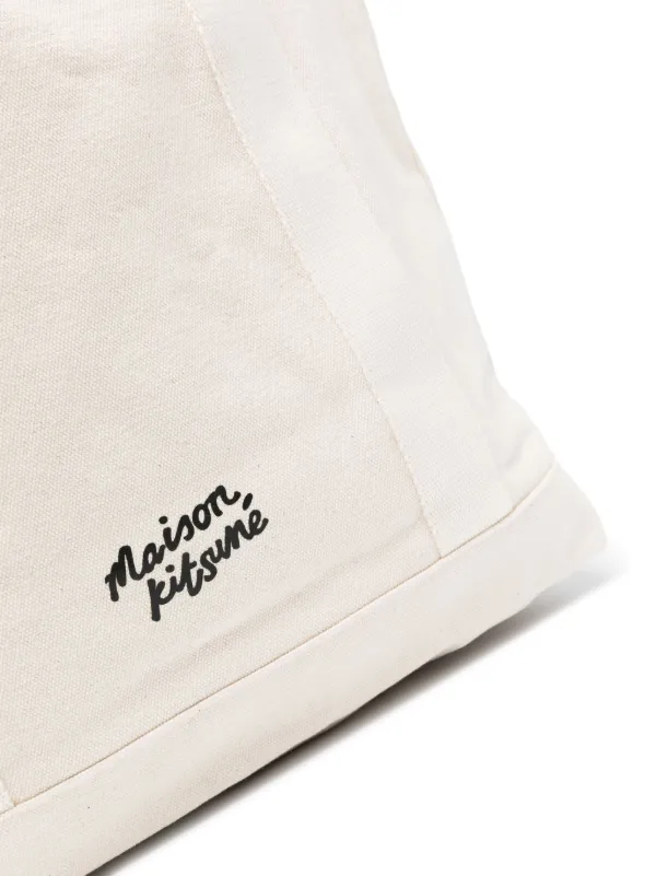 Maison Kitsuné Fox Head Canvas Tote Bag | Neutrals | FARFETCH CA