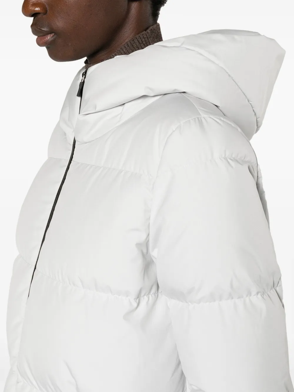 Herno Laminar Hooded Down Coat In Grey